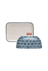 Blue Patterned Butter Dish