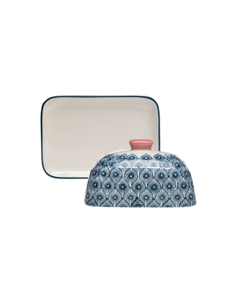 Blue Patterned Butter Dish