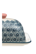Blue Patterned Butter Dish