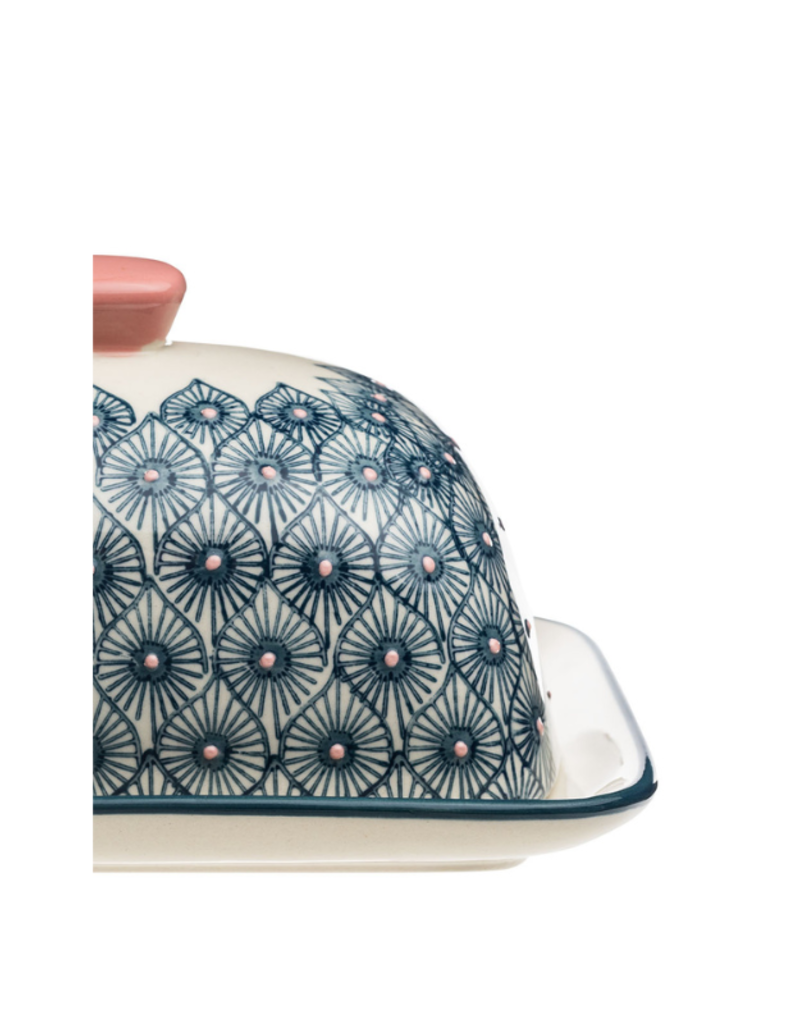 Blue Patterned Butter Dish
