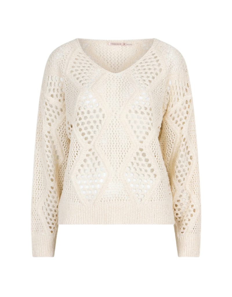 Esqualo Ajour Sweater in Ivory by Esqualo