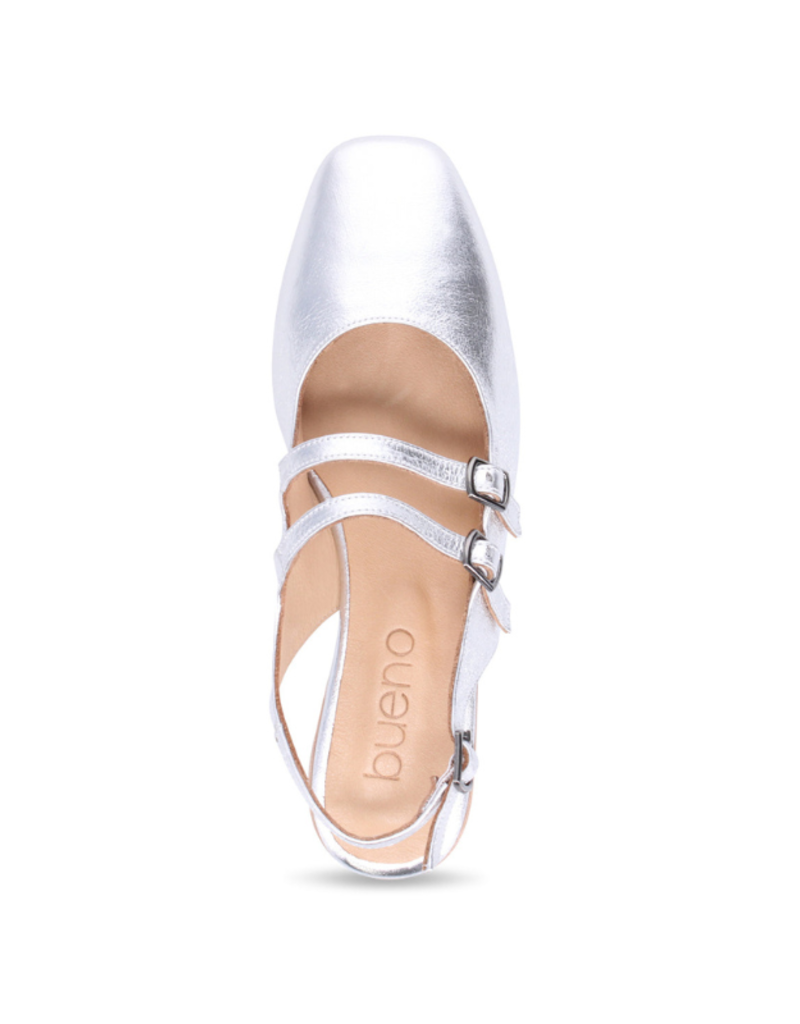 Bueno Estella Slingback Flat in Silver Metallic by Bueno