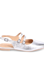 Bueno Estella Slingback Flat in Silver Metallic by Bueno
