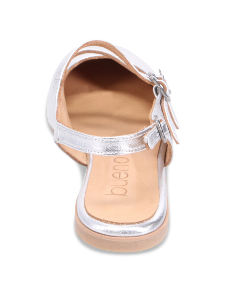 Bueno Estella Slingback Flat in Silver Metallic by Bueno