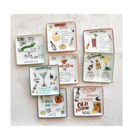 Creative Co-Op Cocktail Recipe Plate