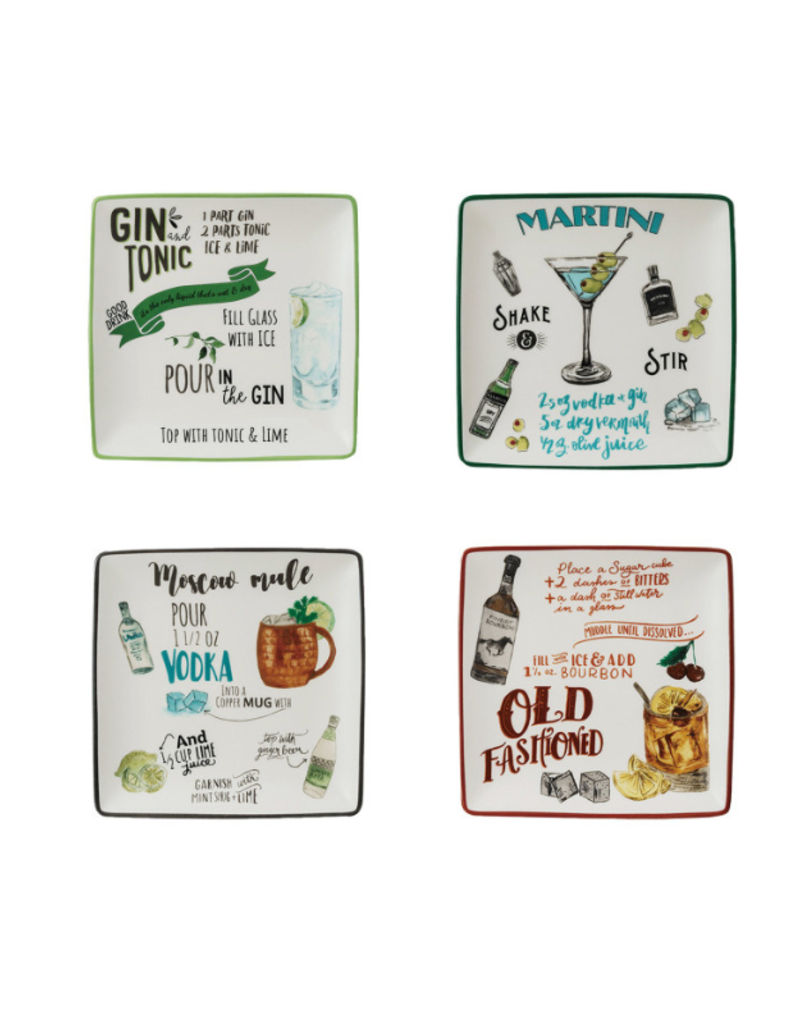 Creative Co-Op Cocktail Recipe Plate