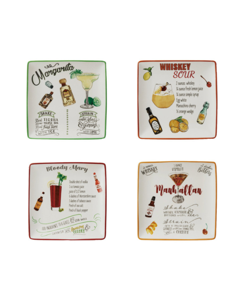 Creative Co-Op Cocktail Recipe Plate
