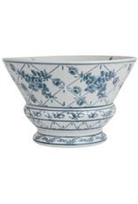 Creative Co-Op Hand-Painted Blue & White Porcelain Pedestal Bowl