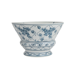 Creative Co-Op Hand-Painted Blue & White Porcelain Pedestal Bowl