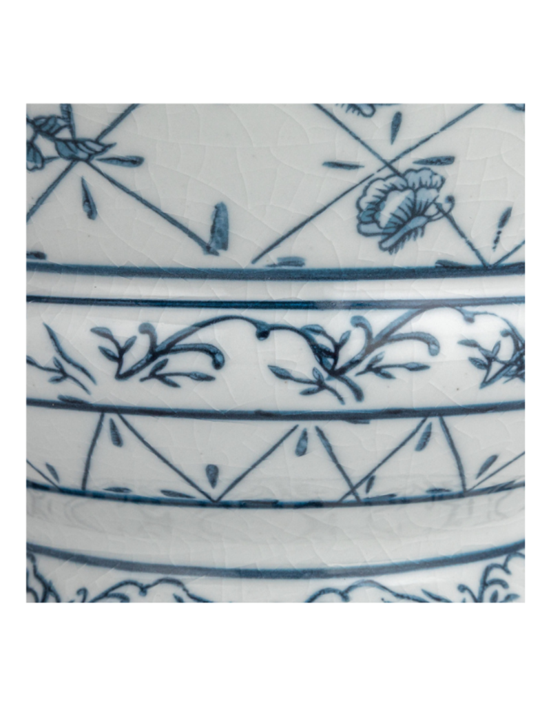 Creative Co-Op Hand-Painted Blue & White Porcelain Pedestal Bowl