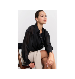 YAYA Blouse with Placket Detail in Phantom by YAYA