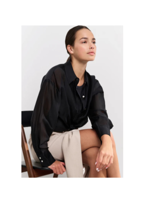 YAYA Blouse with Placket Detail in Phantom by YAYA