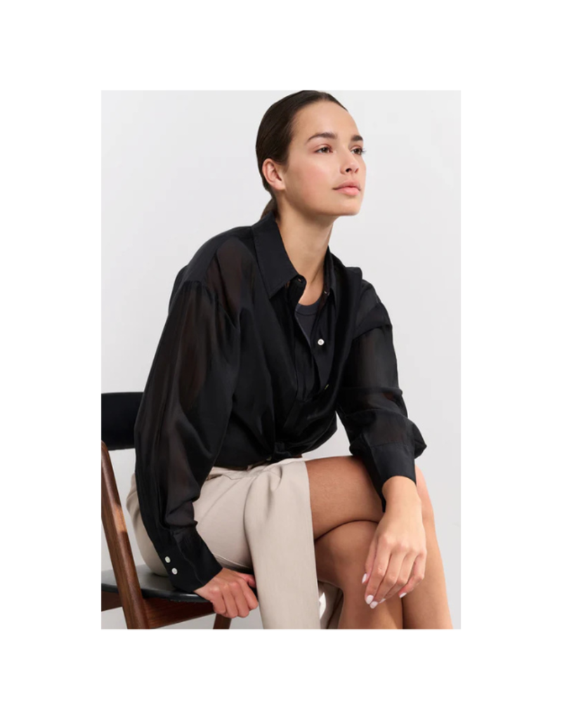 YAYA Blouse with Placket Detail in Phantom by YAYA