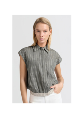YAYA Sleeveless Blouse with Elastic Waist in Phantom Dessin by YAYA