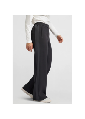 YAYA Wide Leg Trousers Contrast Stripe in Phantom by YAYA