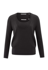 YAYA Round Rib Sweater with Tanktop in Phantom by YAYA