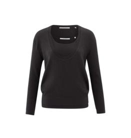 YAYA Round Rib Sweater with Tanktop in Phantom by YAYA