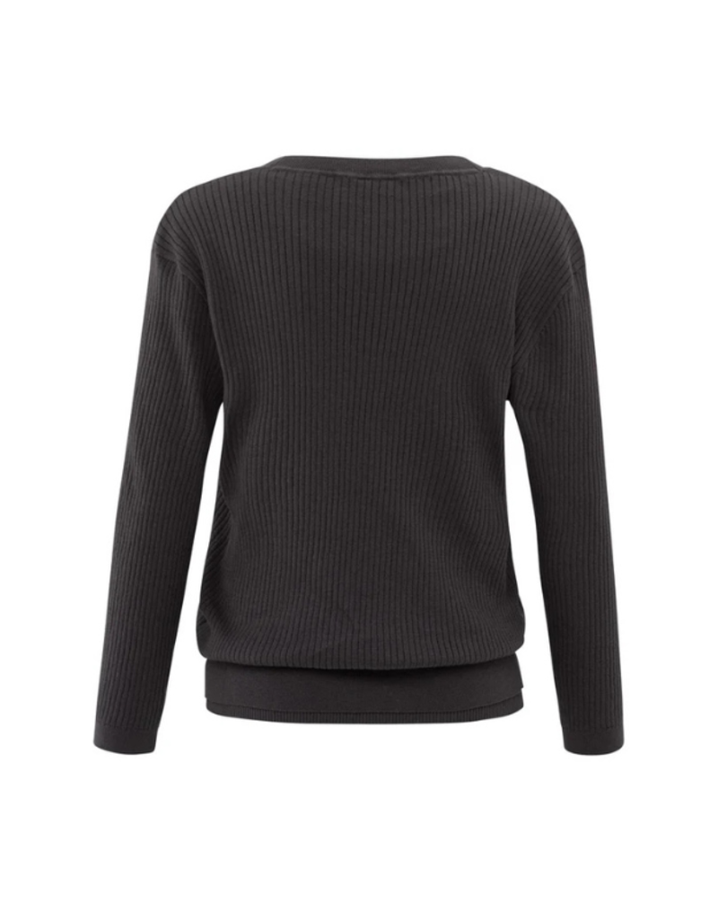 YAYA Round Rib Sweater with Tanktop in Phantom by YAYA