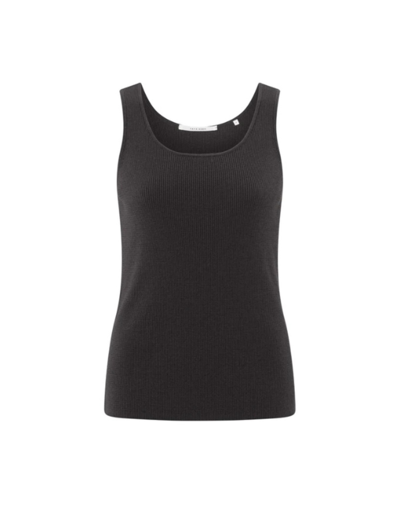 YAYA Round Rib Sweater with Tanktop in Phantom by YAYA