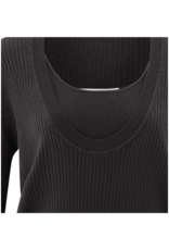 YAYA Round Rib Sweater with Tanktop in Phantom by YAYA
