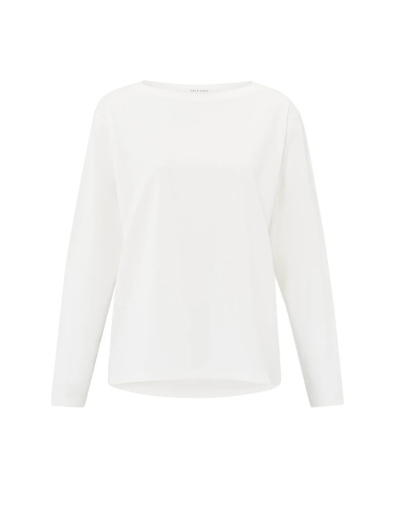YAYA Longsleeve Top with Boatneck in Blanc de Blanc by YAYA