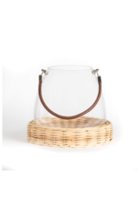 Bacon Basketware Ltd Glass Lantern on Willow Base with Handle Large