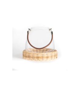 Bacon Basketware Ltd Glass Lantern on Willow Base with Handle Large
