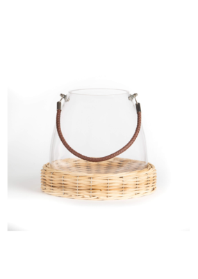 Bacon Basketware Ltd Glass Lantern on Willow Base with Handle Large