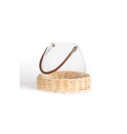 Bacon Basketware Ltd Glass Lantern on Willow Base with Handle Small