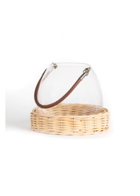 Bacon Basketware Ltd Glass Lantern on Willow Base with Handle Small
