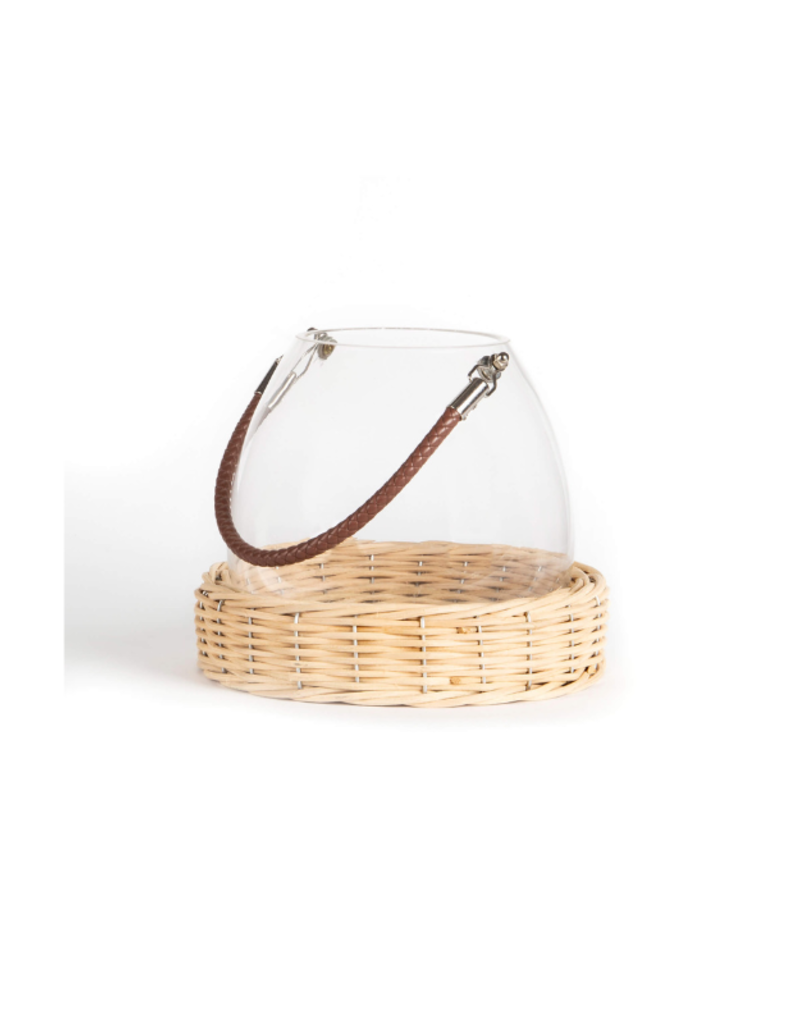 Bacon Basketware Ltd Glass Lantern on Willow Base with Handle Small