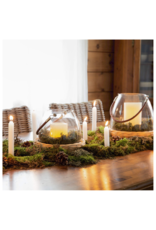 Bacon Basketware Ltd Glass Lantern on Willow Base with Handle Small