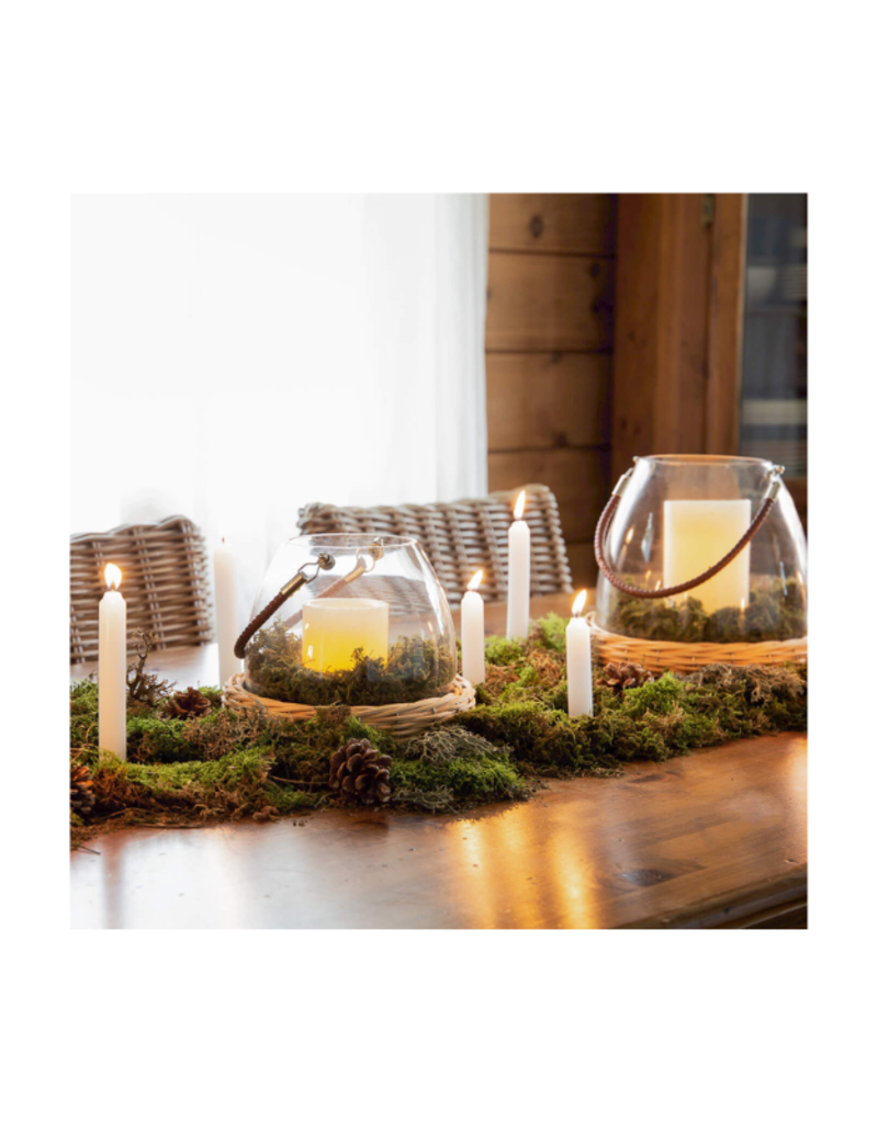 Bacon Basketware Ltd Glass Lantern on Willow Base with Handle Small