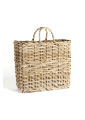 Bacon Basketware Ltd Tall Rectangle Grey Rattan Basket with Handles