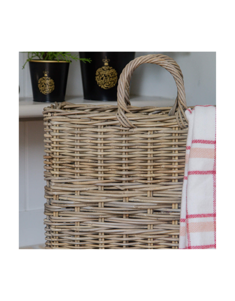Bacon Basketware Ltd Tall Rectangle Grey Rattan Basket with Handles