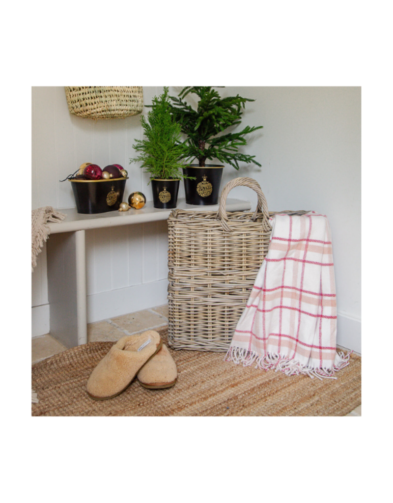 Bacon Basketware Ltd Tall Rectangle Grey Rattan Basket with Handles