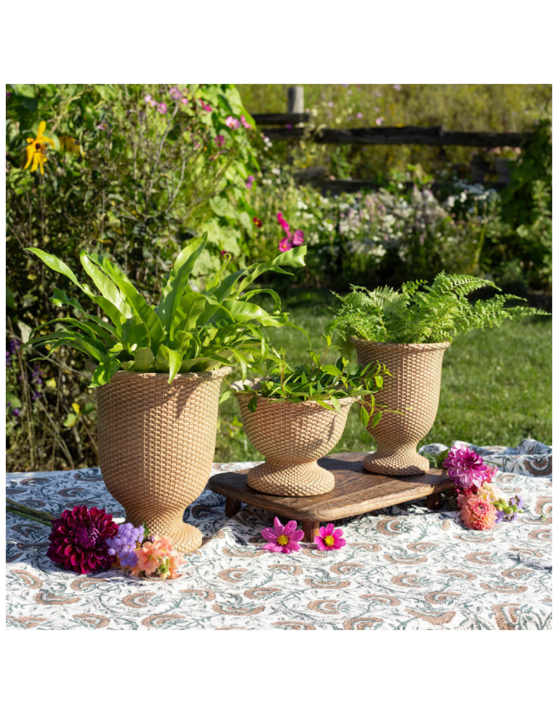 Bacon Basketware Ltd Basketweave Cement Tall Urn Small