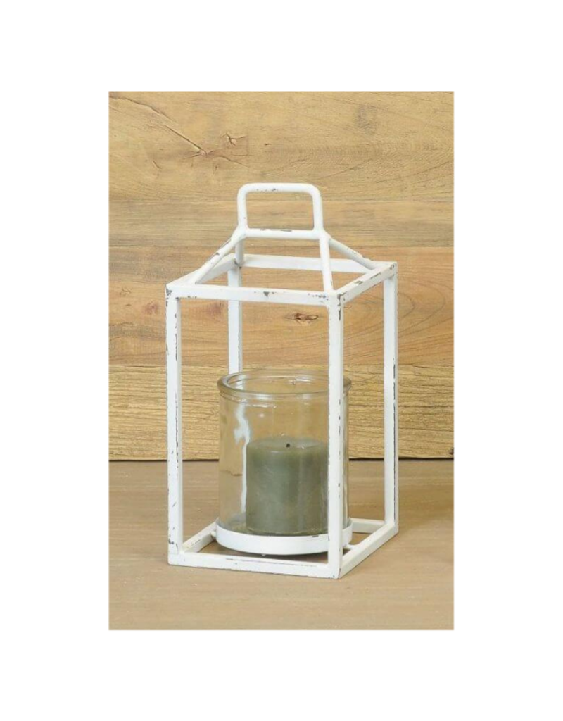 Bacon Basketware Ltd Small Square White Frame Lantern