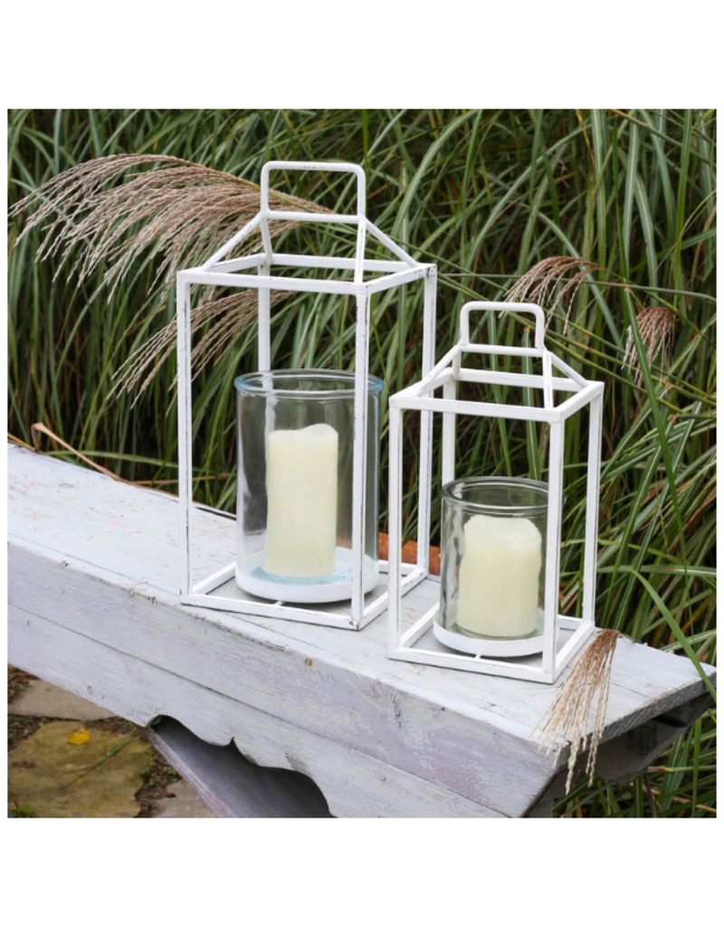 Bacon Basketware Ltd Small Square White Frame Lantern