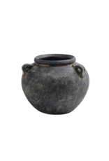 Bacon Basketware Ltd Black Terracotta Vase Low Round with Handles
