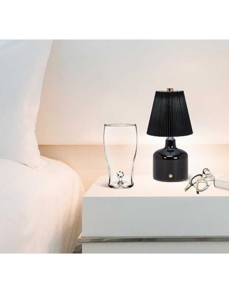 Small LED Lamp with Pleated Shade in Black