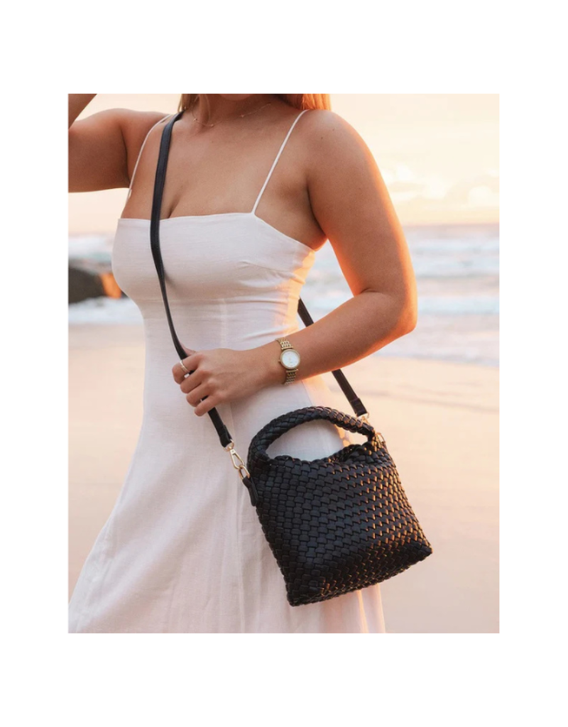 Louenhide Gabby Mini Woven Crossbody in Black by Louenhide