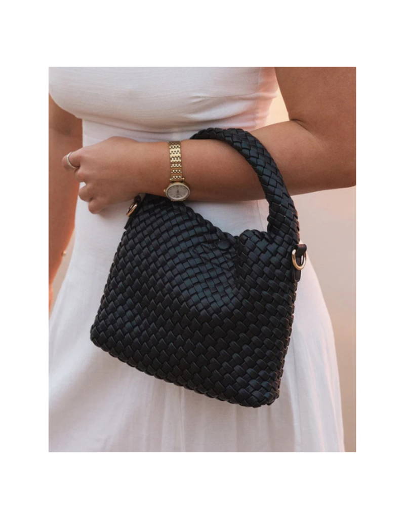 Louenhide Gabby Mini Woven Crossbody in Black by Louenhide