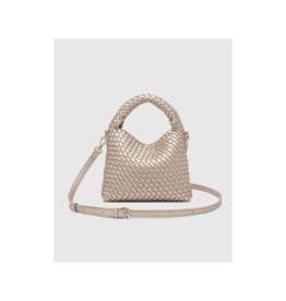 Louenhide Gabby Mini Woven Crossbody in Pink Champagne by Louenhide