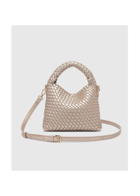 Louenhide Gabby Mini Woven Crossbody in Pink Champagne by Louenhide