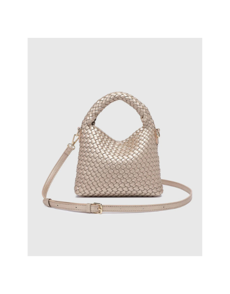 Louenhide Gabby Mini Woven Crossbody in Pink Champagne by Louenhide