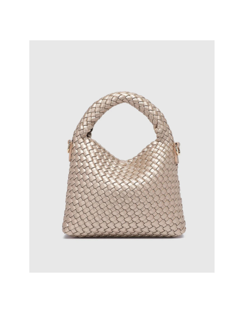 Louenhide Gabby Mini Woven Crossbody in Pink Champagne by Louenhide