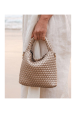 Louenhide Gabby Mini Woven Crossbody in Pink Champagne by Louenhide