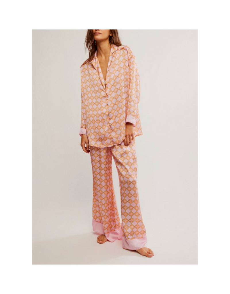 Free People Dreamy Days Pajama Set in Sweet Pink Combo by Free People