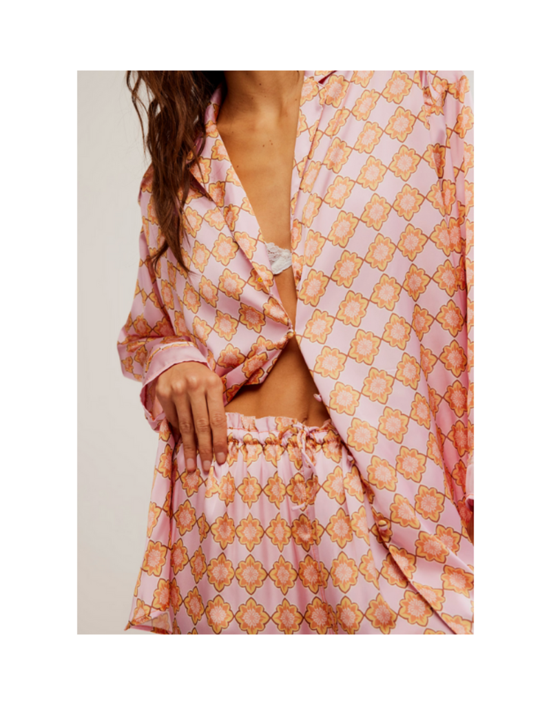 Free People Dreamy Days Pajama Set in Sweet Pink Combo by Free People